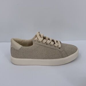 Sam Edelman Ethyl low top natural tan fabric sneaker shoe tie laces women 6
